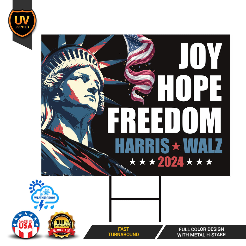 Harris Walz 2024 Obviously Yard Sign - Coroplast Harris For President 2024 Lawn Sign, Election, Joy Hope Freedom Signs with Metal H-Stake