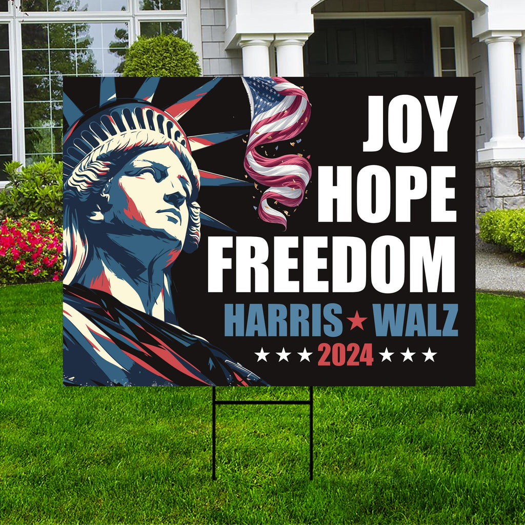 Harris Walz 2024 Obviously Yard Sign - Coroplast Harris For President 2024 Lawn Sign, Election, Joy Hope Freedom Signs with Metal H-Stake