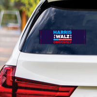 Harris Walz Obviously Sticker Vinyl Decal, Harris For President 2024 Vinyl Sticker, Childless Cat Ladies Bumper Sticker - 10" x 3"