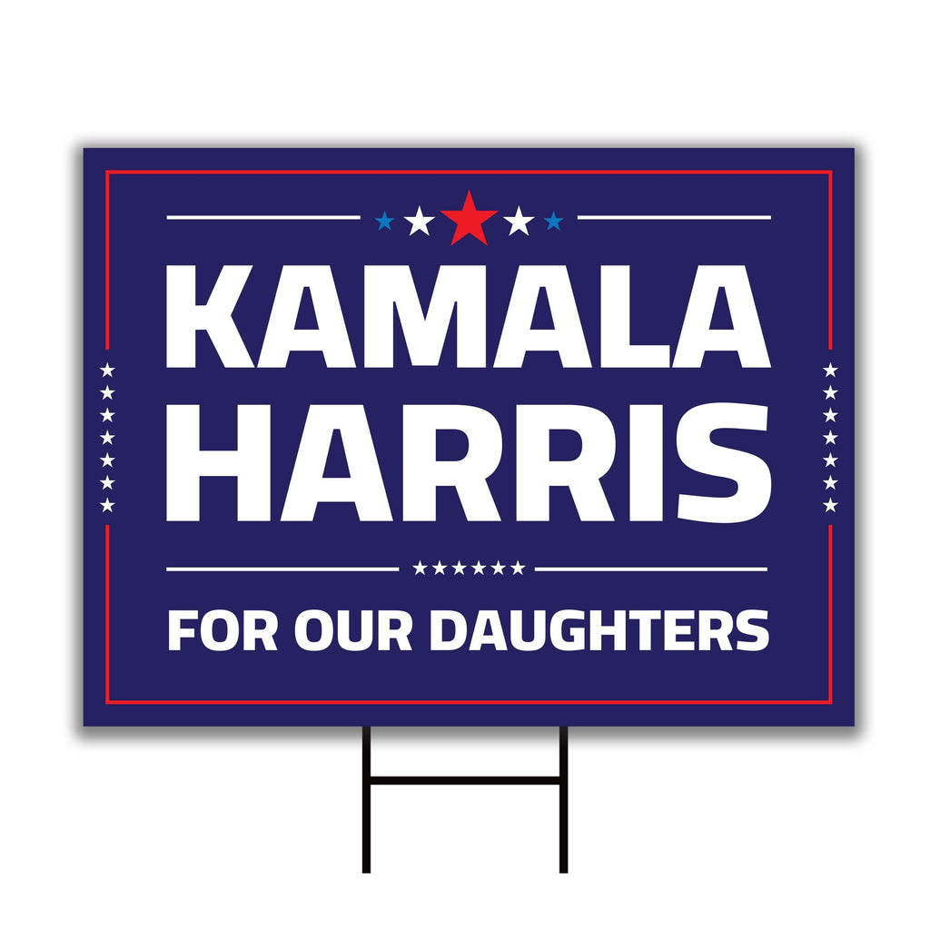 Harris Walz 2024 Freedom Yard Sign - Coroplast Kamala Harris For President 2024 Lawn Sign, For Our Daughters Yard Signs with Metal H-Stake