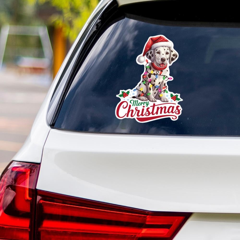 Christmas Vinyl Decal, Christmas Dog Vinyl Sticker, Holiday, Winter Sticker, Dog Lover Sticker, Merry Christmas Bumper Sticker - 6" x 4.5"