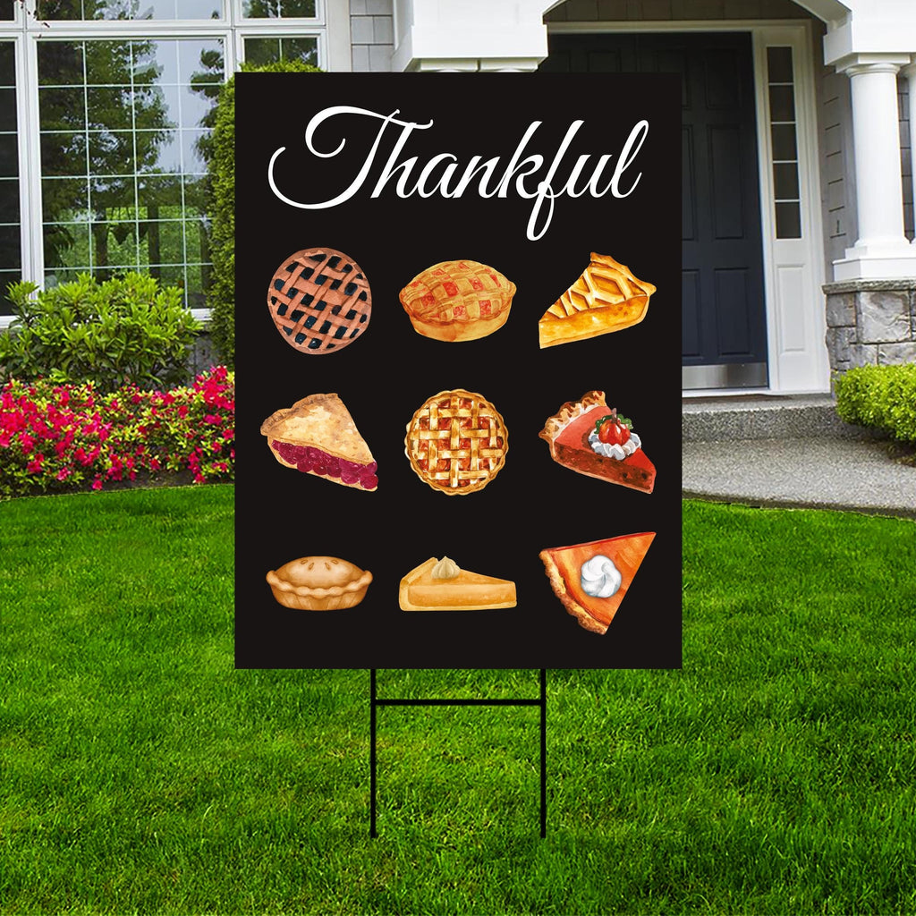 Pumpkin Pie Yard Sign - Thanksgiving Lawn Sign, Thankful, Fall, Autumn, Pumpkin Season, Thanksgiving Welcome Yard Sign with Metal H-Stake