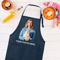 Custom Face Apron, Adjustable Neck Photo Apron, Full-Length Cooking Apron with Pockets, Custom Name Apron, Chef Face Personalized Gift Apron