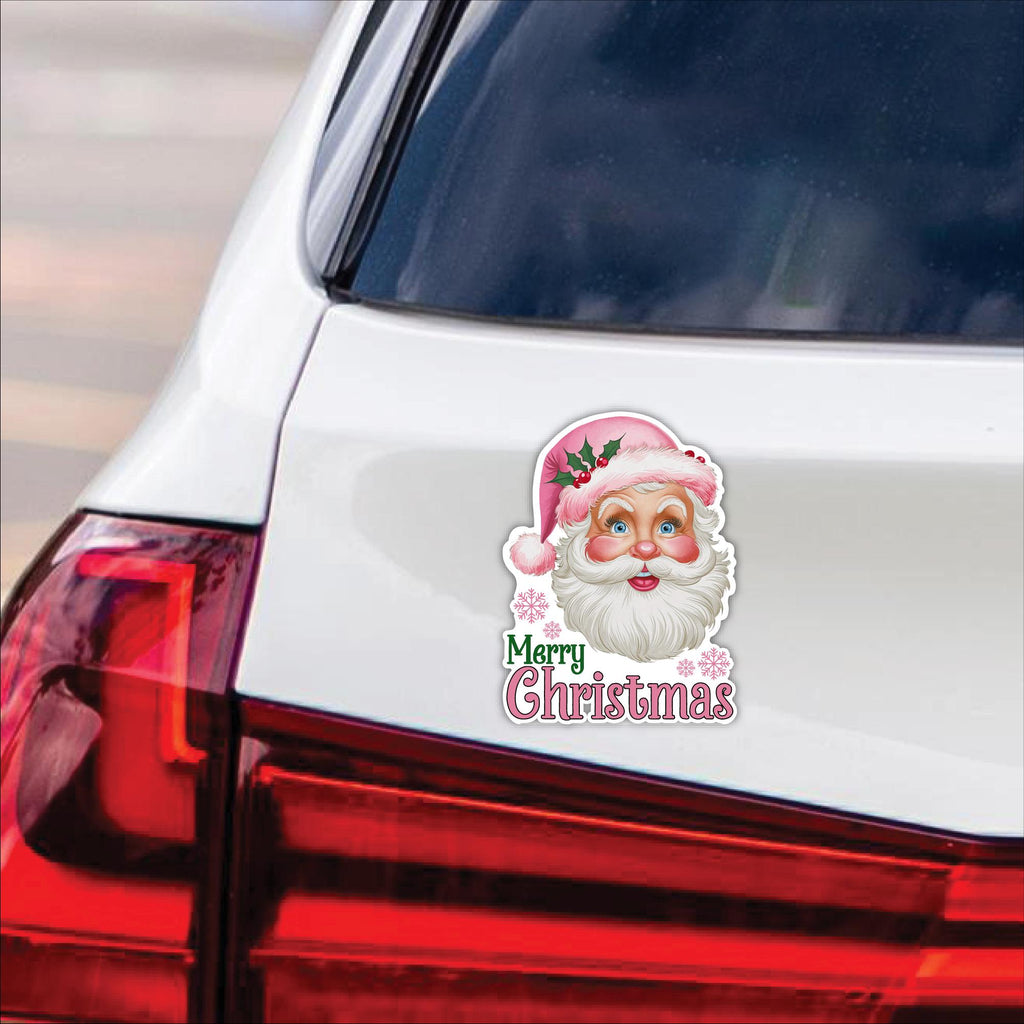 Pink Santa Retro Christmas Car Magnet, Santa Vehicle Magnet, Holiday Magnet, Winter, Xmas Santa Magnet, Merry Christmas Magnet, 6" x 4.5"