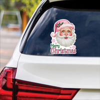 Pink Santa Retro Christmas Vinyl Decal, Santa Sticker, Holiday Winter Sticker, Christmas Sticker, Merry Christmas Bumper Sticker - 6" x 4.5"