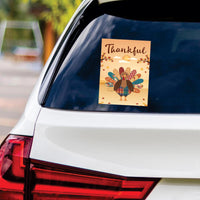 Happy Thanksgiving Turkey Vinyl Decal, Pumpkin Season Sticker, Thankful Fall Sticker, Autumn Sticker, Thanksgiving Bumper Sticker, 6" x 4.5"