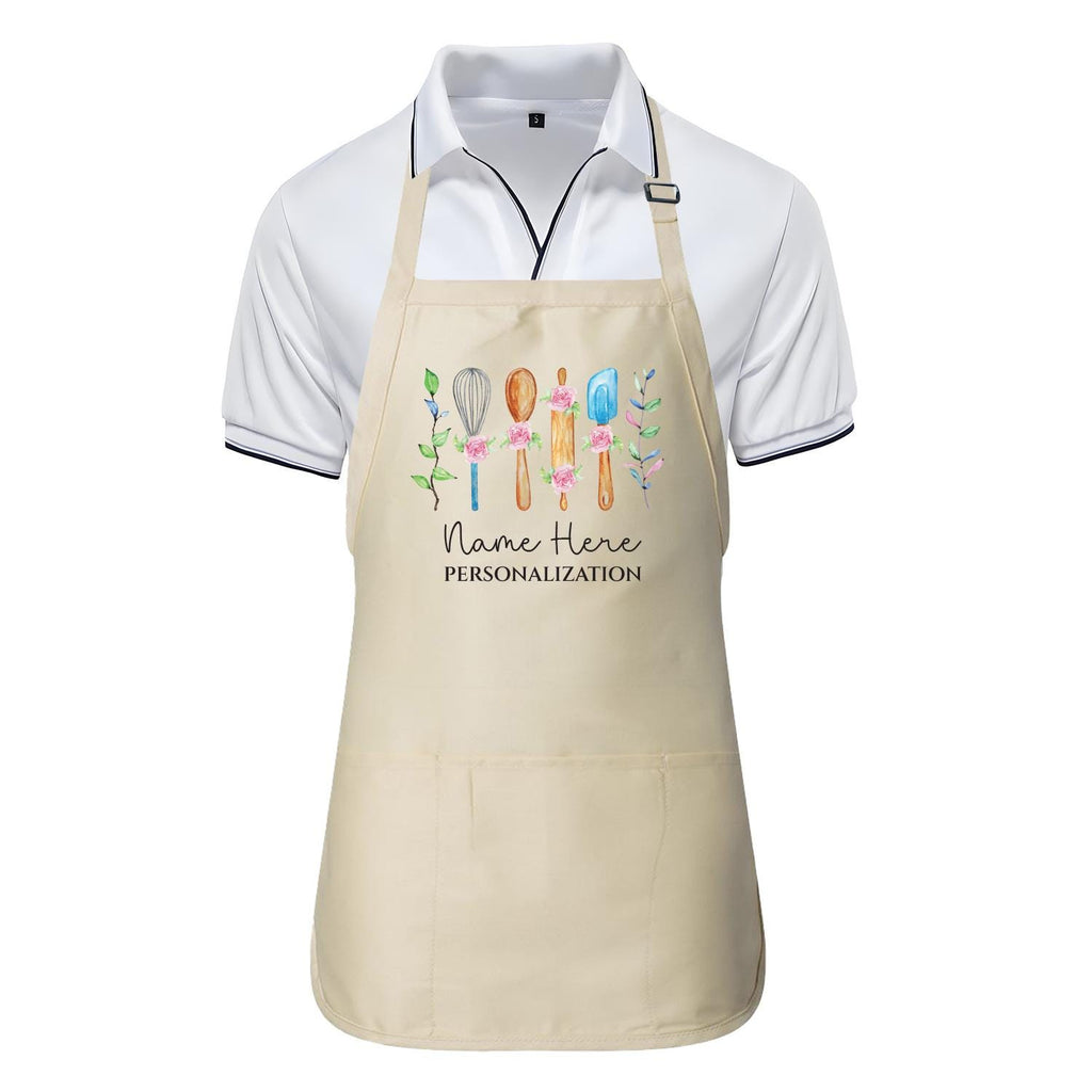 Custom Apron, Adjustable Neck Kitchen Apron, Full-Length Cooking Apron with Pockets, Custom Name Apron, Chef Name Personalized Gift Apron