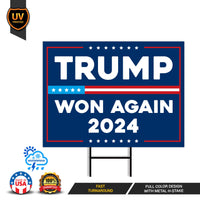 Trump 45-47 Make America Great Again Yard Sign - Trump Won Again Lawn Sign, Trump MAGA Sign, Donald Trump Yard Sign with Metal H-Stake