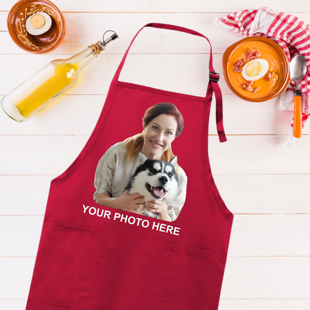 Custom Face Apron, Adjustable Neck Photo Apron, Full-Length Cooking Apron with Pockets, Custom Name Apron, Chef Face Personalized Gift Apron