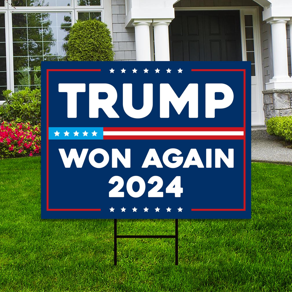 Trump 45-47 Make America Great Again Yard Sign - Trump Won Again Lawn Sign, Trump MAGA Sign, Donald Trump Yard Sign with Metal H-Stake