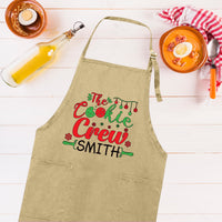 The Cookie Crew Custom Christmas Apron, Adjustable Neck, Full-Length Personalized Christmas Kitchen Apron with Pockets, Christmas Mom Gift