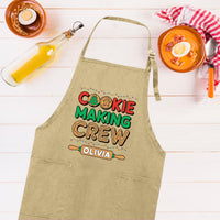 Personalized Cookie Making Crew Christmas Apron, Adjustable Neck, Full-Length Custom Christmas Kitchen Apron with Pockets, Christmas Gifts