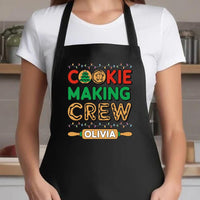 Personalized Cookie Making Crew Christmas Apron, Adjustable Neck, Full-Length Custom Christmas Kitchen Apron with Pockets, Christmas Gifts