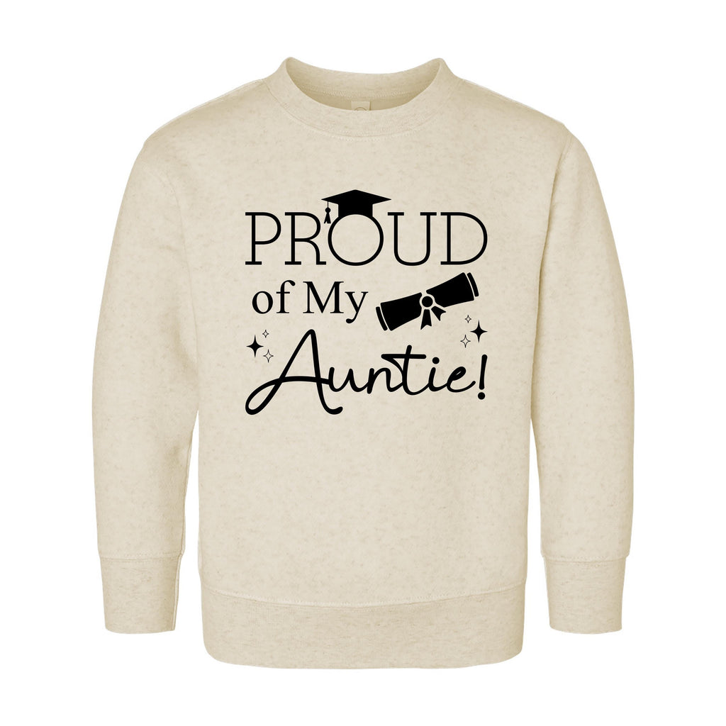 Proud of My Auntie Baby Shirt, Bodysuit, Toddler Sweatshirt - Graduation Gift for Aunt, Pregnancy Reveal, Cute Baby Shower Bestie Gift