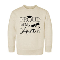 Proud of My Auntie Baby Shirt, Bodysuit, Toddler Sweatshirt - Graduation Gift for Aunt, Pregnancy Reveal, Cute Baby Shower Bestie Gift