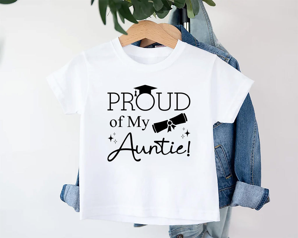 Proud of My Auntie Baby Shirt, Bodysuit, Toddler Sweatshirt - Graduation Gift for Aunt, Pregnancy Reveal, Cute Baby Shower Bestie Gift