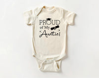 Proud of My Auntie Baby Shirt, Bodysuit, Toddler Sweatshirt - Graduation Gift for Aunt, Pregnancy Reveal, Cute Baby Shower Bestie Gift