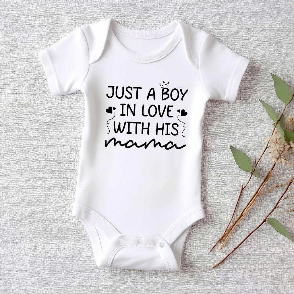 Just a Boy in Love with His Mama Baby Bodysuit, Baby Shirt, Toddler Sweatshirt - Mother's Day Gift, Cute Gift for Mom from Baby Boy