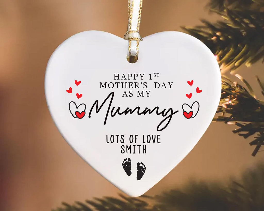 Personalized 1st Mother's Day Ornament, Ceramic Keepsake, First Mother’s Day Gift, Nanny Gift, New Mom Ornament, Gift for Mummy, First Time