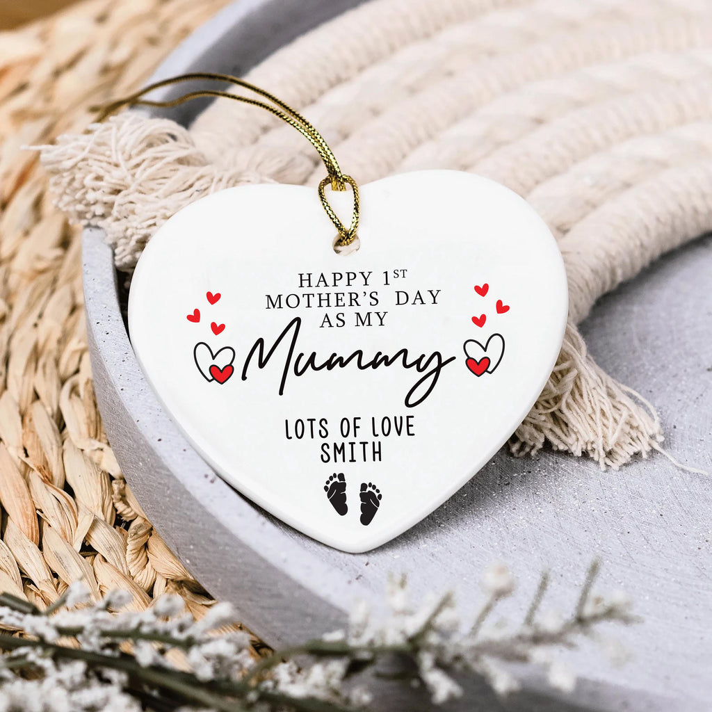 Personalized 1st Mother's Day Ornament, Ceramic Keepsake, First Mother’s Day Gift, Nanny Gift, New Mom Ornament, Gift for Mummy, First Time