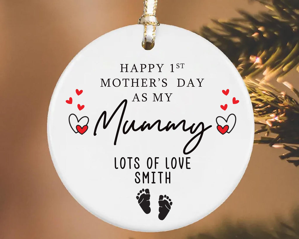 Personalized 1st Mother's Day Ornament, Ceramic Keepsake, First Mother’s Day Gift, Nanny Gift, New Mom Ornament, Gift for Mummy, First Time