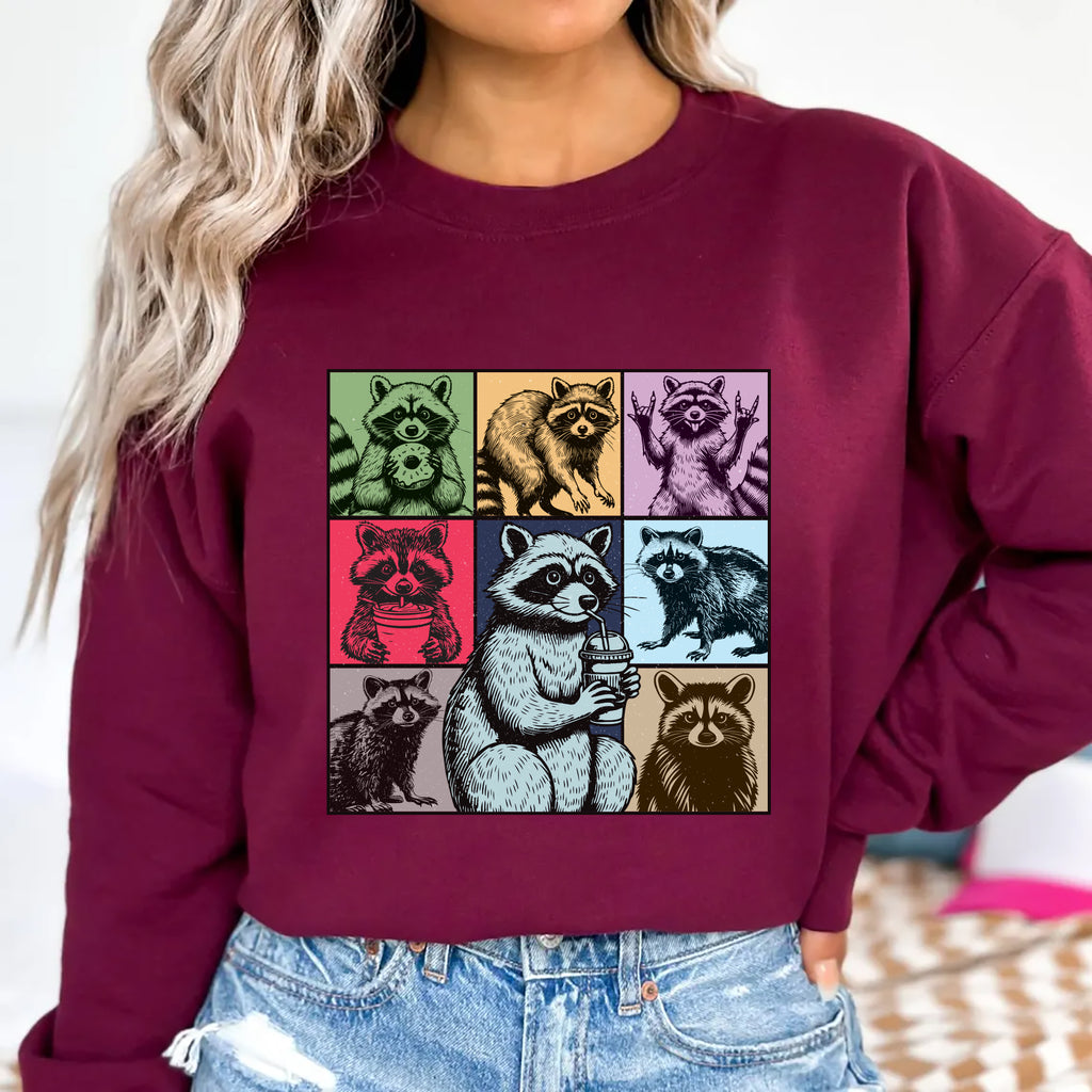 Raccoon Drink Coffee Sweatshirt, Raccoon Lover Gift Pullover