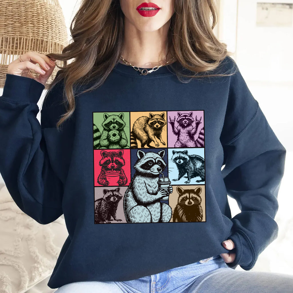 Raccoon Drink Coffee Sweatshirt, Raccoon Lover Gift Pullover