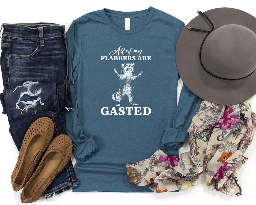 All of My Flabbers Are Gasted Long Sleeve Shirt, Funny Raccoon Shirt