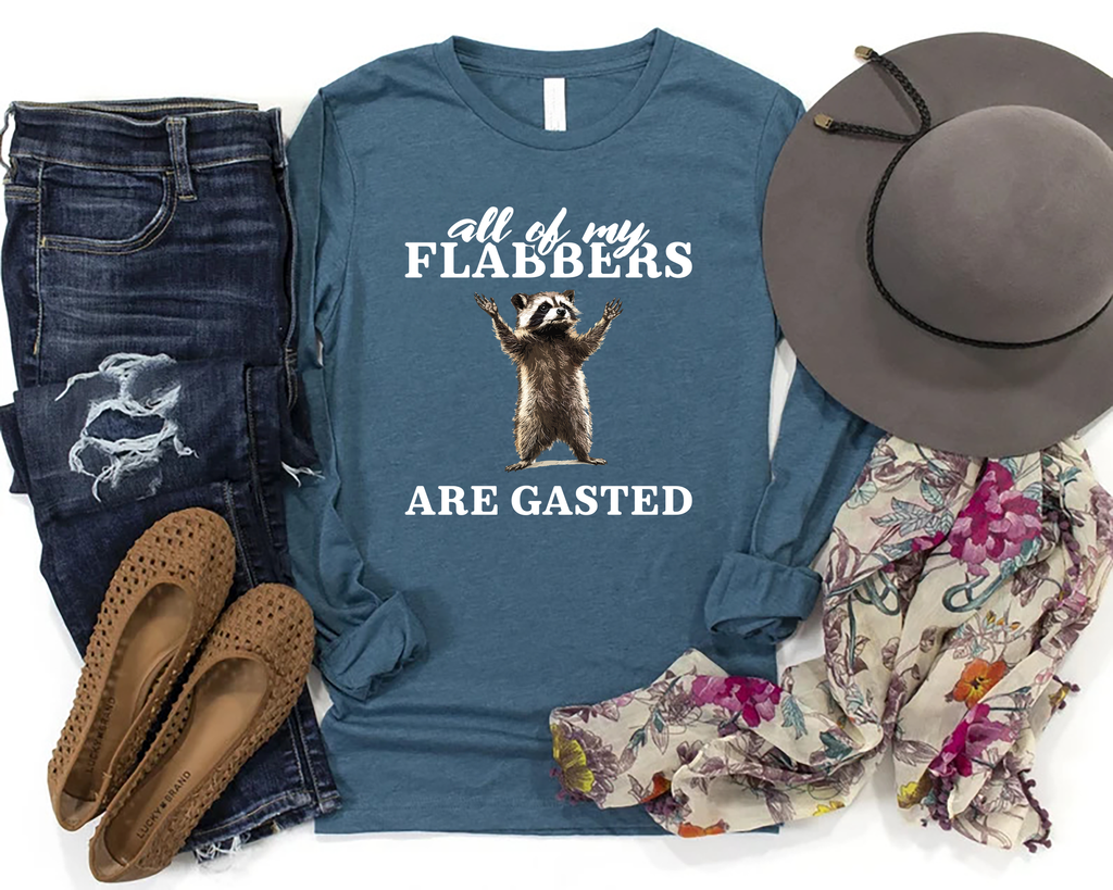 All of My Flabbers Are Gasted Long Sleeve Shirt, Funny Raccoon Shirt