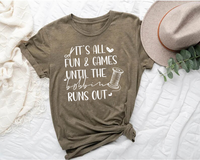 It's All Fun Games Until The Bobbin Runs Out Short Sleeve T-Shirt, Sewing Shirt