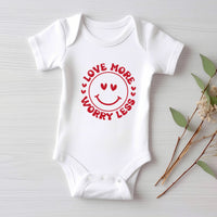 Valentine's Day Baby Bodysuit, Love More Worry Less Baby Outfit