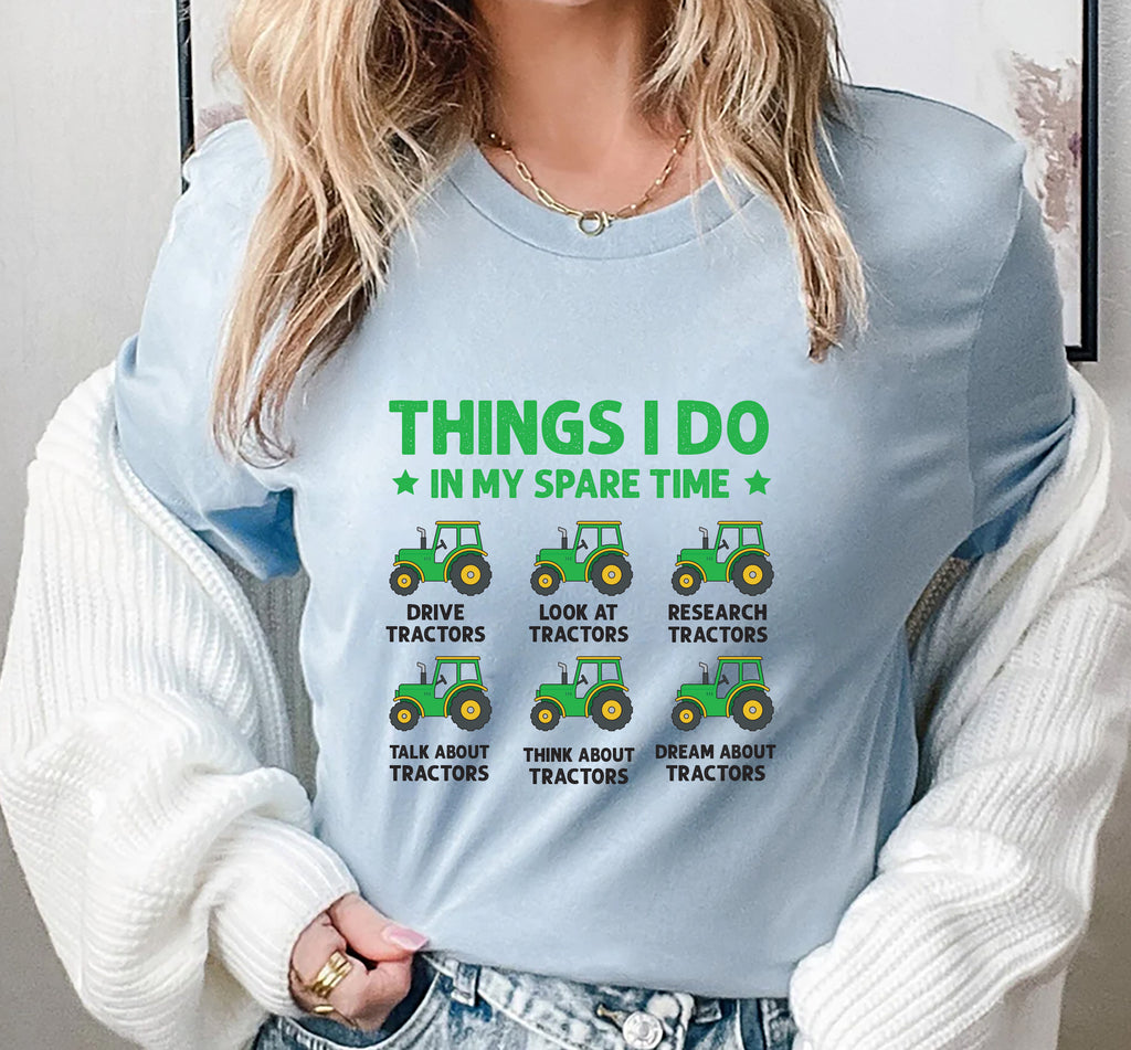 Things I Do In My Spare Time Tractor Short Sleeve T-Shirt, Funny Farm Tractor Shirt