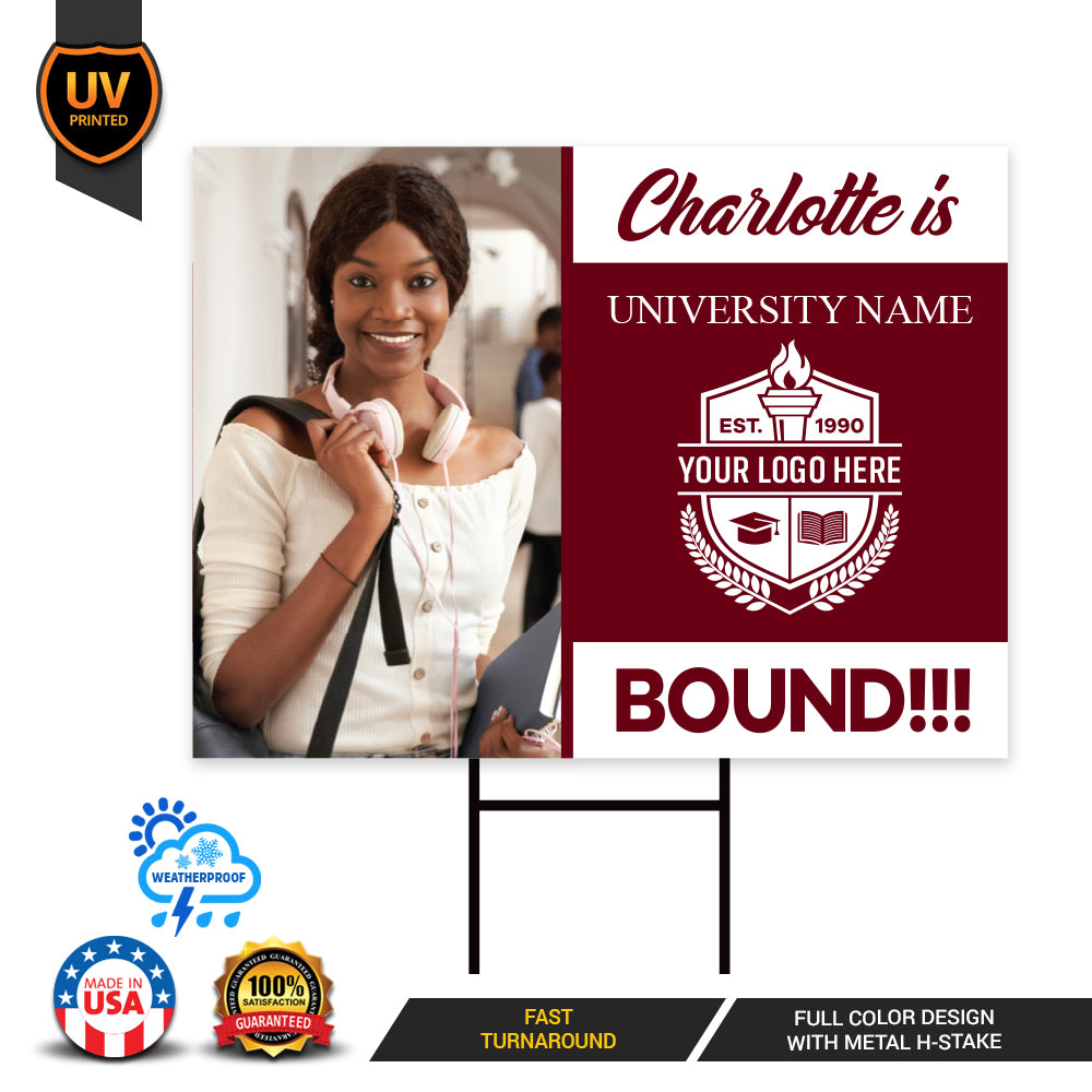Personalized College Bound 2024 Photo Yard Sign