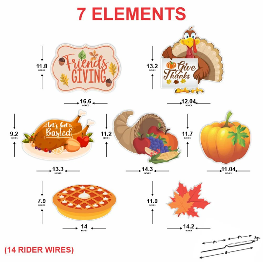 Fall Decorations Thanksgiving Yard Sign Cutouts