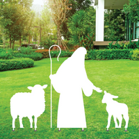 Holy Nativity - Shepherd With Sheep Yard Sign Cutouts