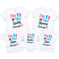 Gender Reveal T-Shirt For Men, Pink or Blue Mommy Love You Women V Neck Shirt