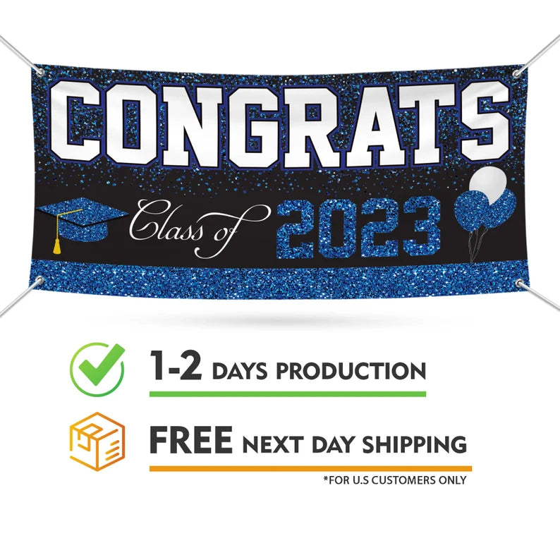 Congrats Grad 2024 Banner Sign