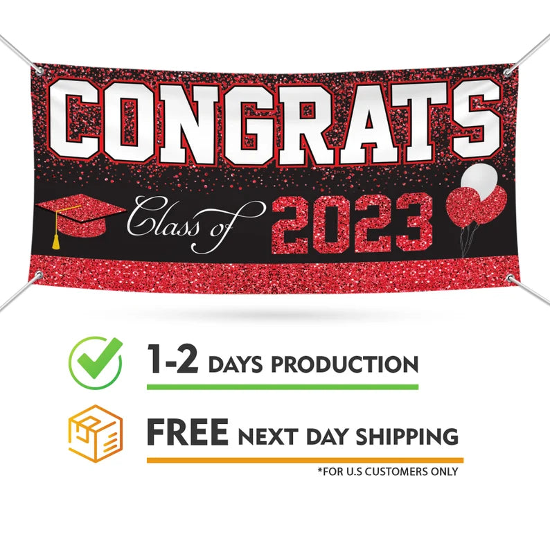 Congrats Grad 2024 Banner Sign